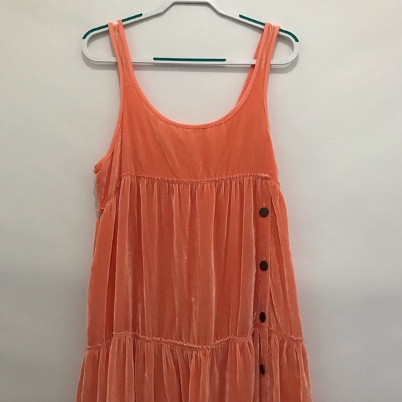Free People peach velvet Natalie Sleeveless Midi Sundress Size S - Picture 2 of 7